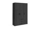 Oslo 3 Door 3 Drawer Wardrobe - Black Oak Effect