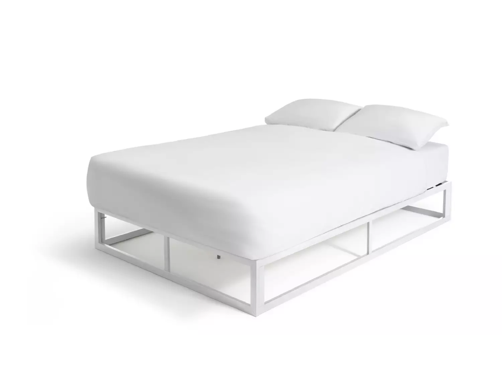 Platform Double Metal Bed Frame - White