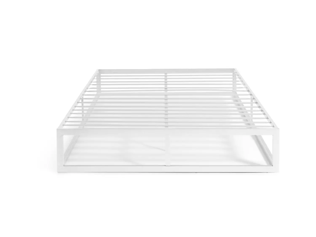 Platform Double Metal Bed Frame - White