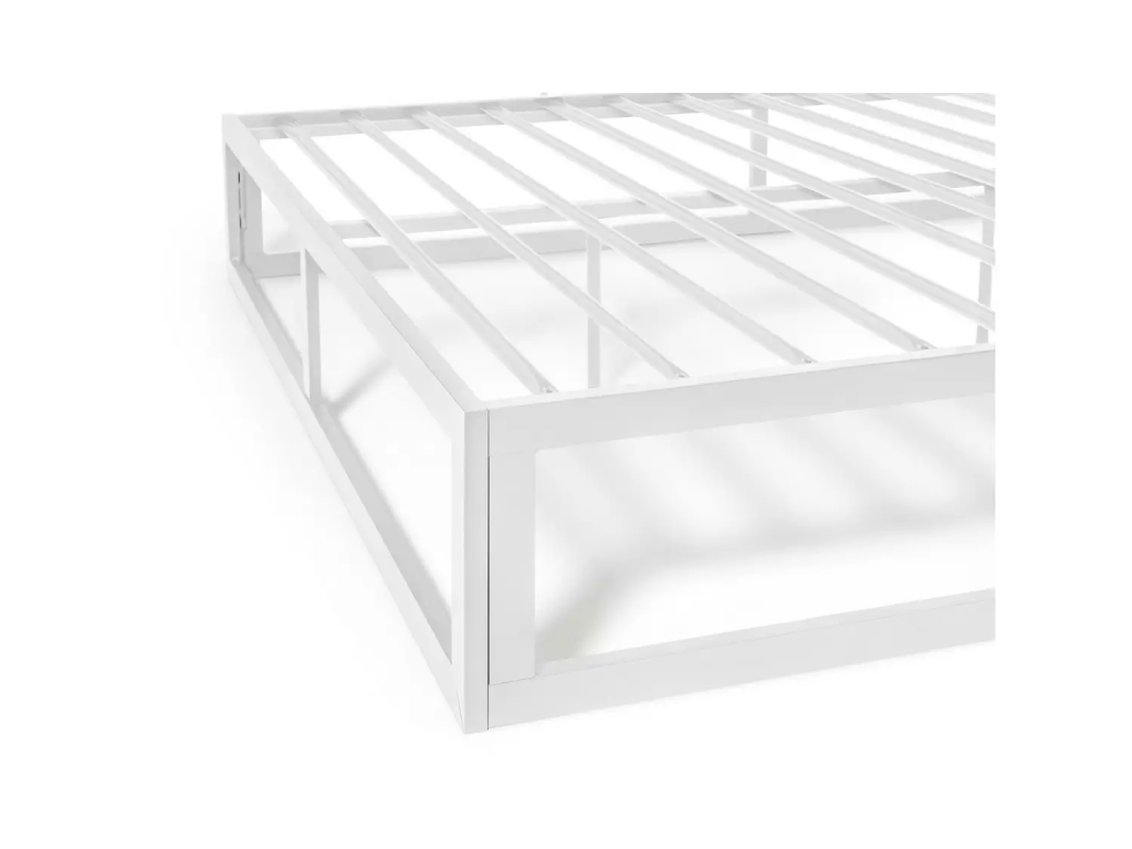 Platform Double Metal Bed Frame - White