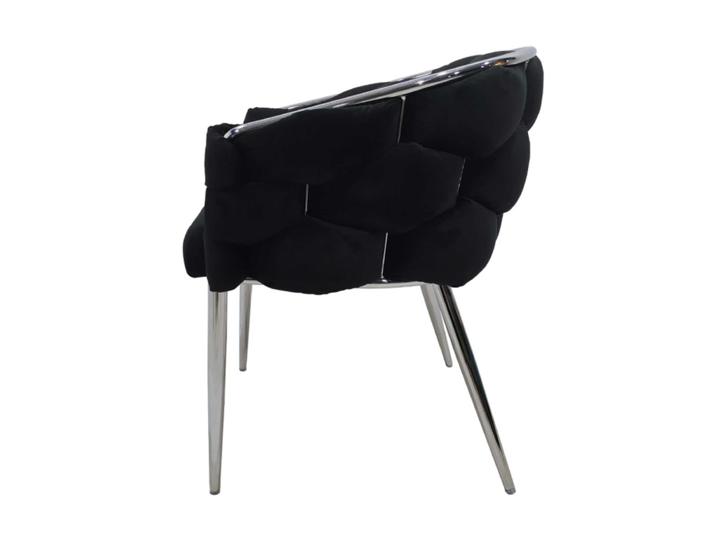 Pair Margaux Velvet Dining Chair with Chrome Legs - Black Or Taupe