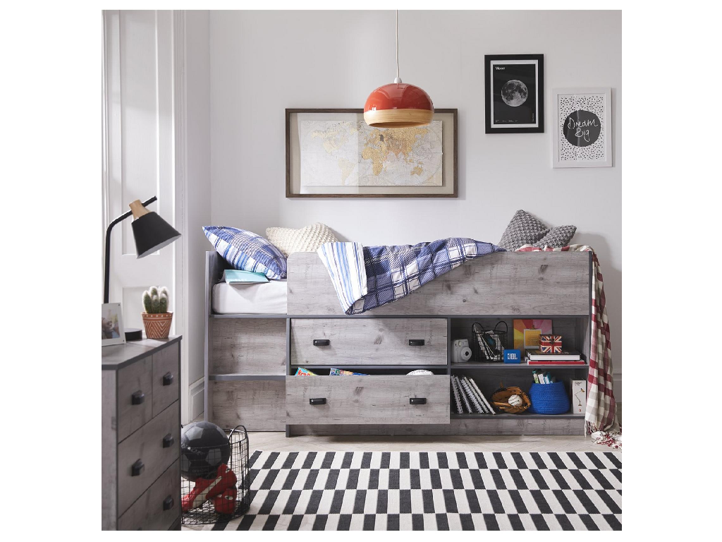 Jackson Mid Sleeper Bed - Grey Or Rustic Pine