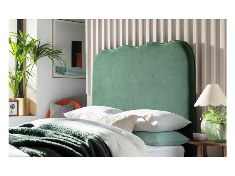 Habitat Onda Tall Velvet Kingsize Headboard - Green