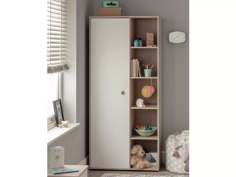 Habitat Camden 1 Door Shelved Wardrobe - White and Acacia