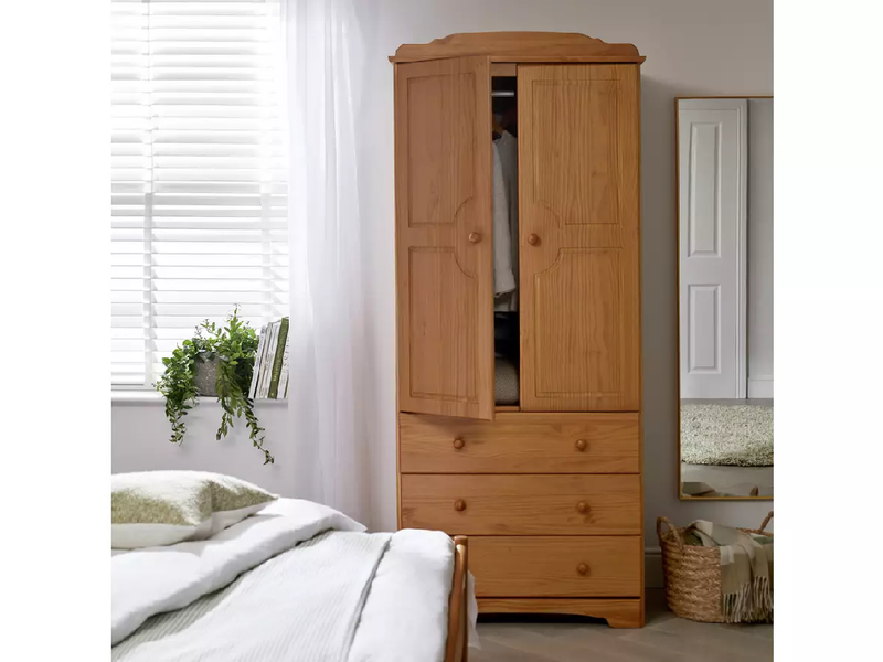 Nordic 2 Door 3 Drawer Wardrobe - Pine