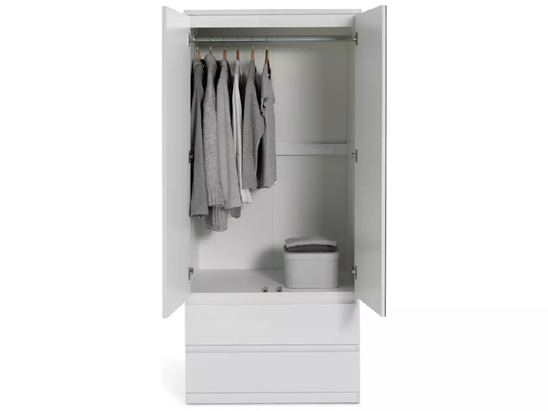 Habitat Jenson 2 Door 2 Drawer Mirror Wardrobe - White Gloss