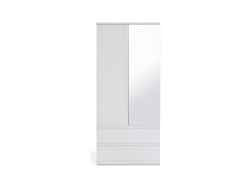 Habitat Jenson 2 Door 2 Drawer Mirror Wardrobe - White Gloss