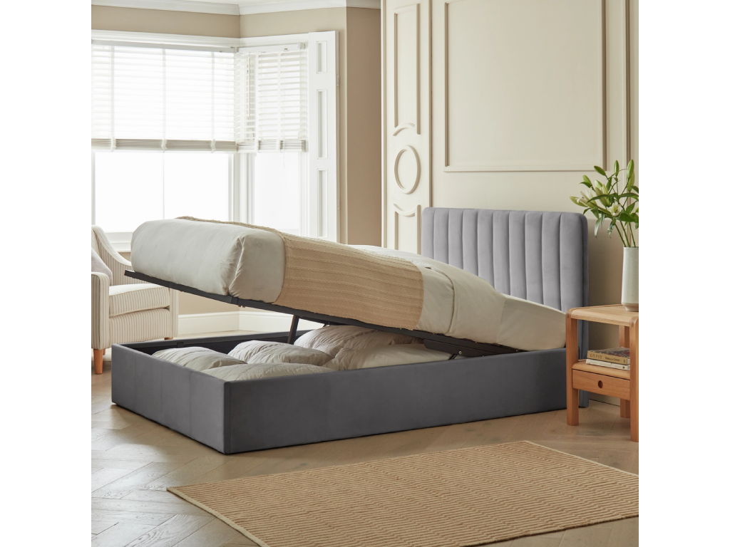 Pandora Small Double End Lift Ottoman Bed - Grey (B-GRADE)